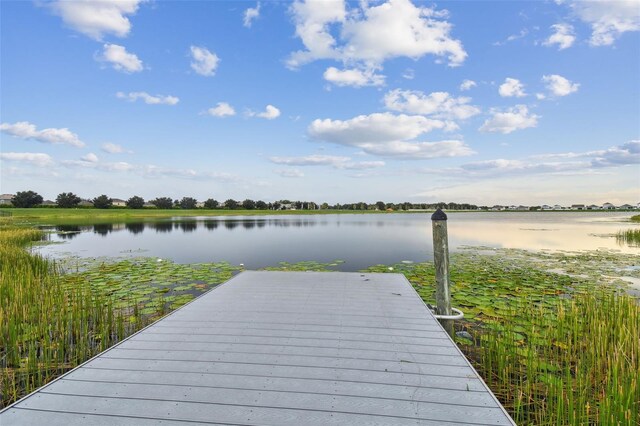 view of dock featuring a water view