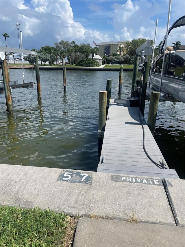 view of dock featuring a water view