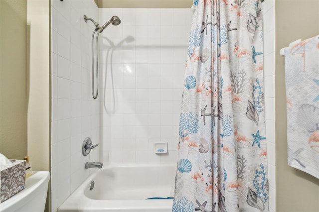 bathroom featuring shower / tub combo with curtain