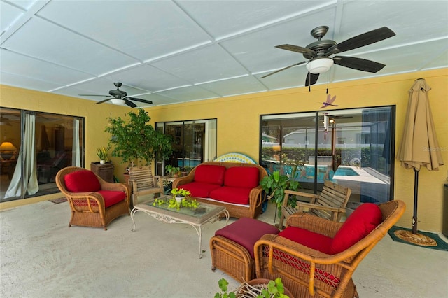 view of patio / terrace featuring an outdoor hangout area and ceiling fan