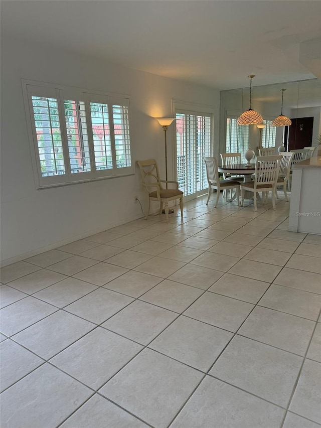 interior space with light tile patterned flooring