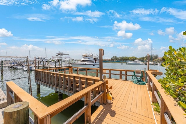 view of dock featuring a water view