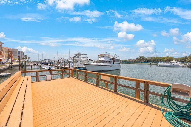 dock area with a water view