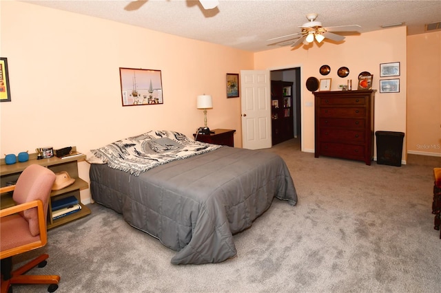 7519 Harbor View Way, Seminole, FL 33776 - carpeted bedroom featuring a ceiling fan, visible vents, and a textured ceiling