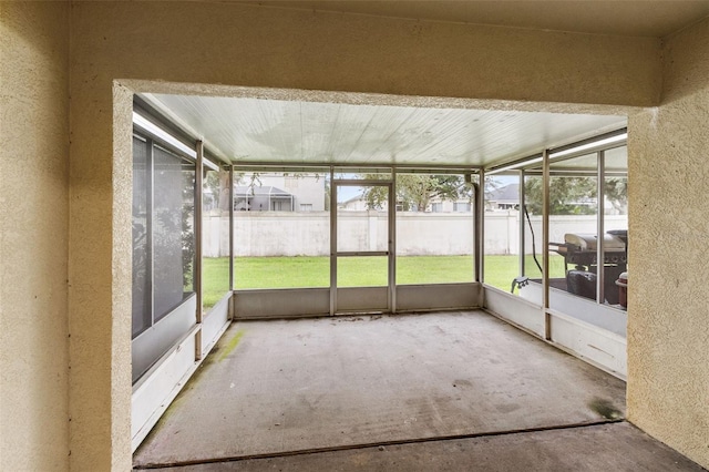 view of unfurnished sunroom