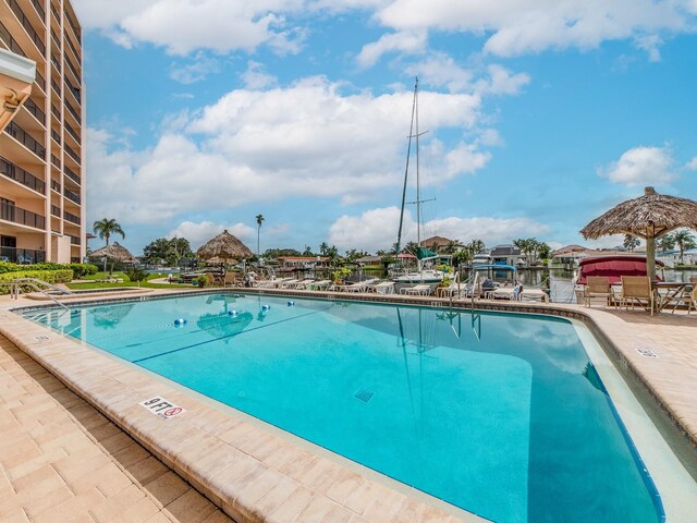 view of pool featuring a patio area