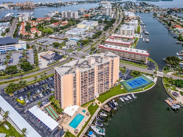 bird's eye view featuring a water view