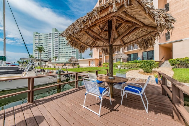 view of dock featuring a water view