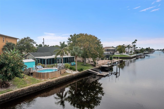 exterior space featuring a water view