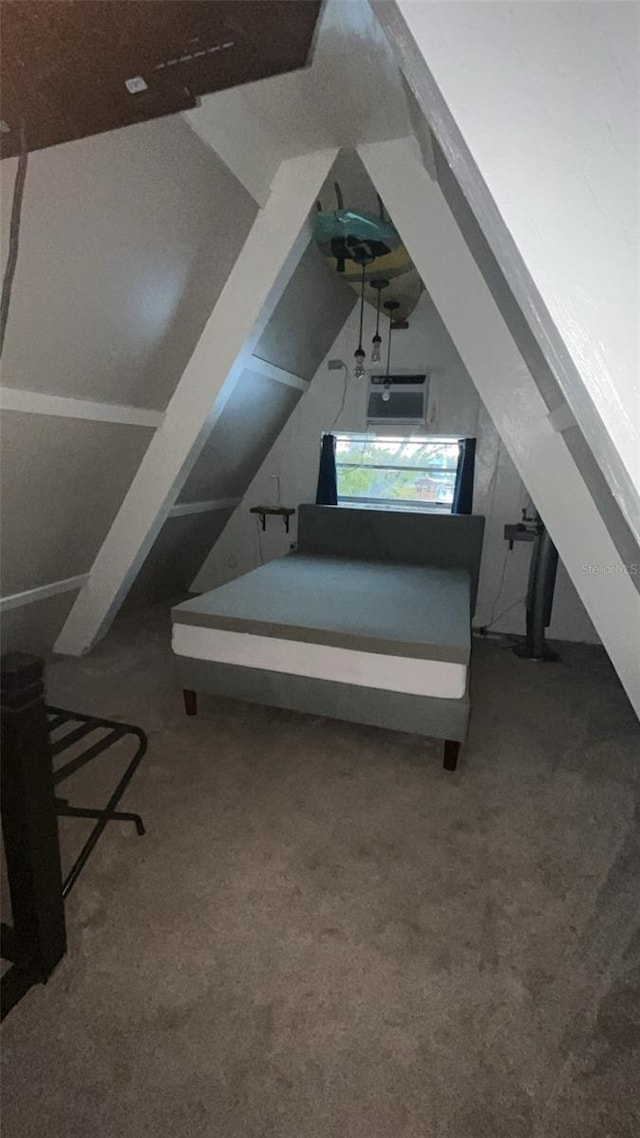 bonus room with lofted ceiling and carpet flooring