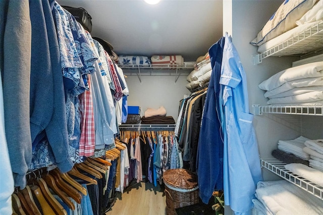 spacious closet with hardwood / wood-style flooring