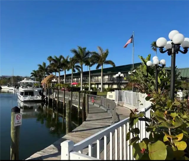 view of dock featuring a water view