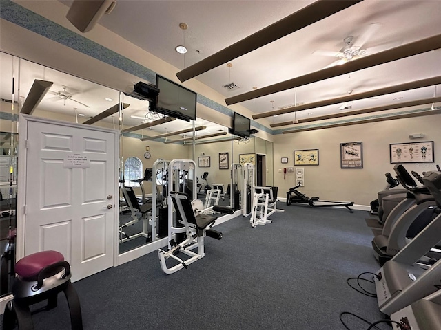 501 Knights Run Ave Unit 1327, Tampa, FL 33602 - gym with visible vents, baseboards, and a ceiling fan