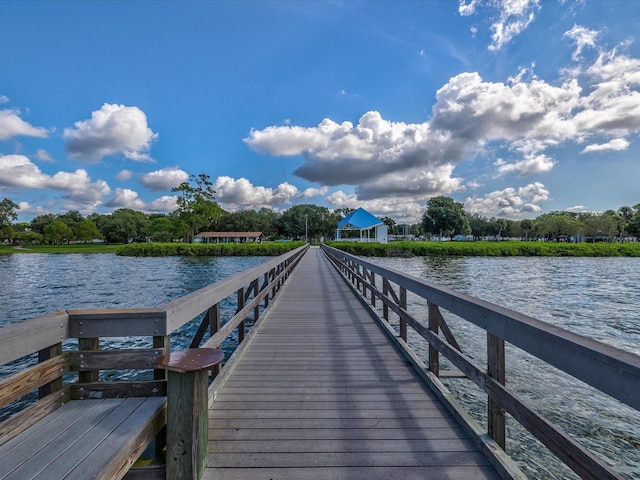 dock area featuring a water view