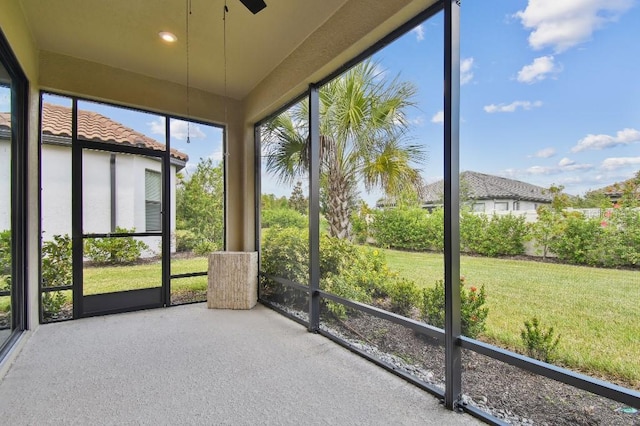 view of unfurnished sunroom