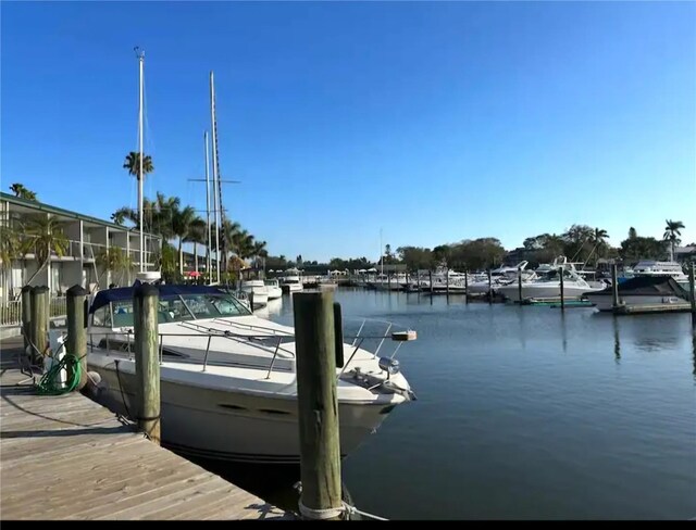 dock area with a water view