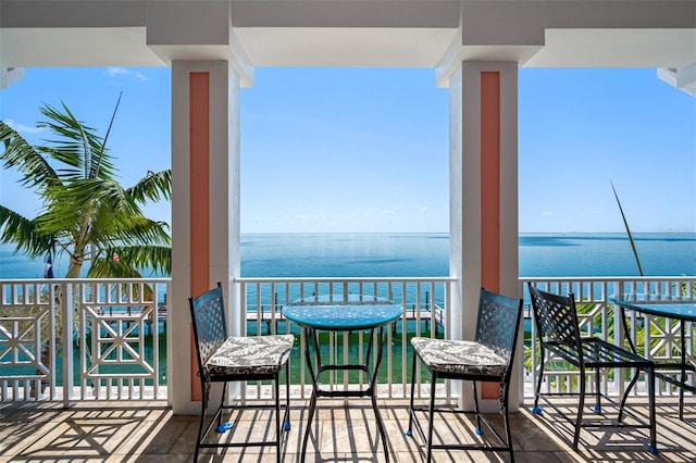 balcony with a water view