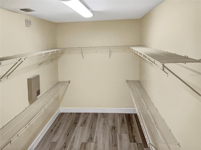 walk in closet featuring dark hardwood / wood-style floors