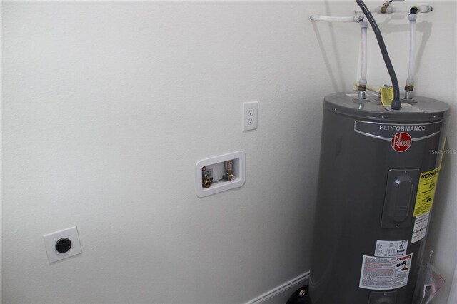 utility room featuring water heater