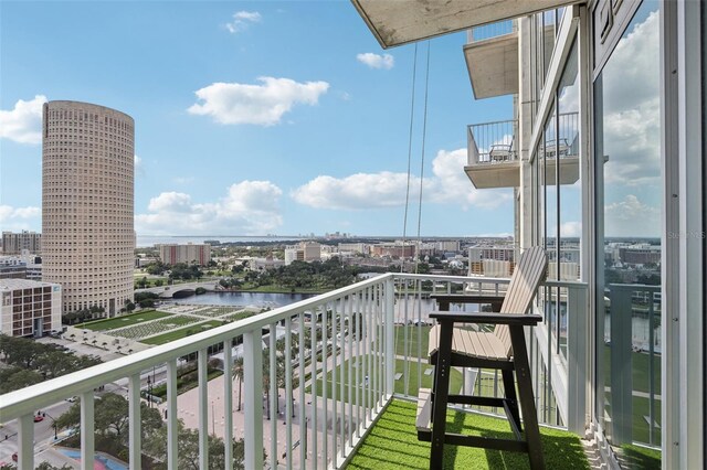 balcony with a water view