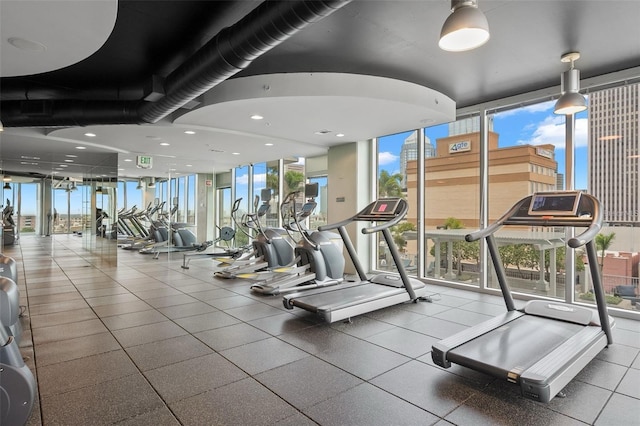 gym featuring expansive windows