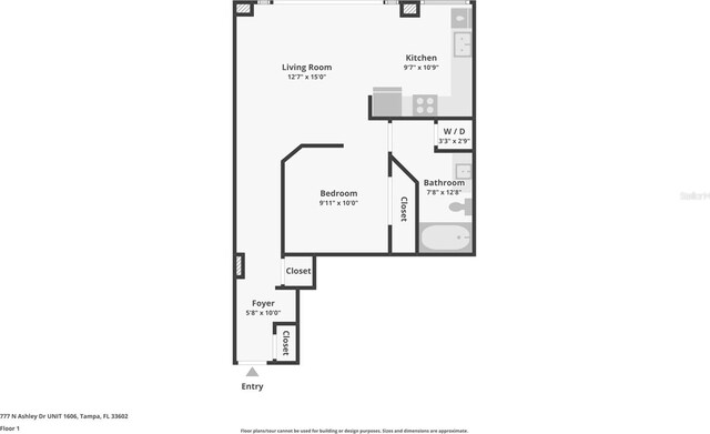 777 N Ashley Dr Unit 1606, Tampa, FL 33602 - floor plan / room layout