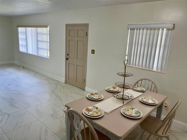 view of unfurnished dining area