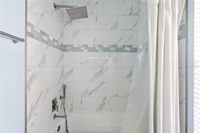 bathroom featuring shower / tub combo with curtain