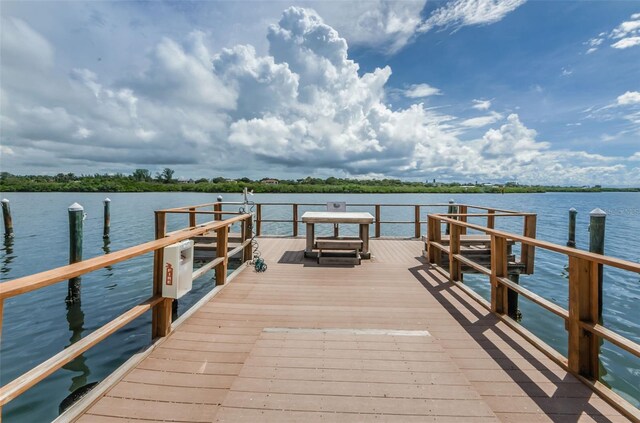 view of dock featuring a water view