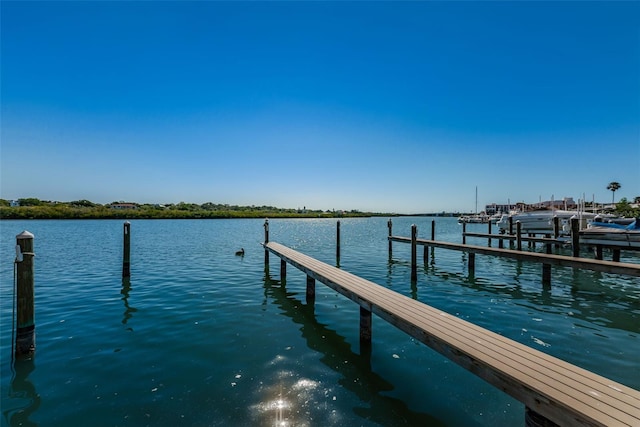 view of dock featuring a water view