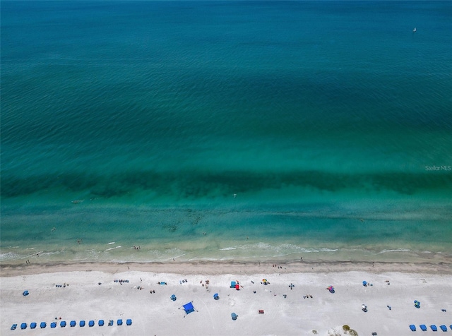 property view of water featuring a view of the beach