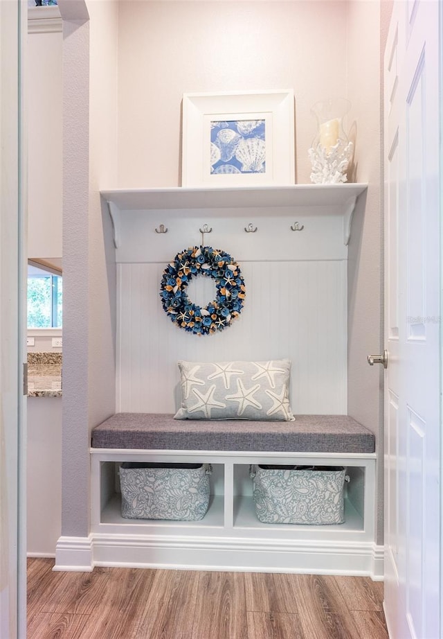 mudroom with light wood-type flooring