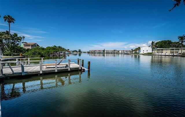 dock area with a water view