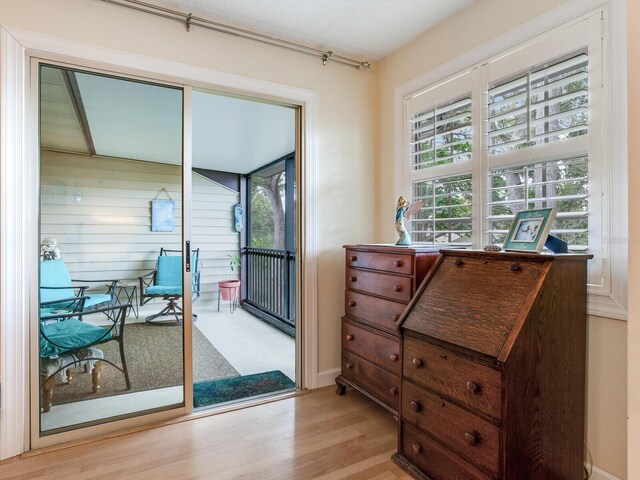 entryway with light wood-type flooring