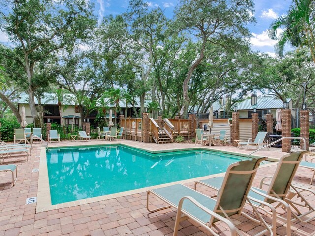 view of pool with a patio area and a deck