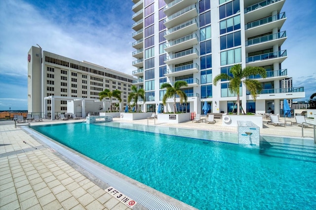 view of pool featuring a patio area