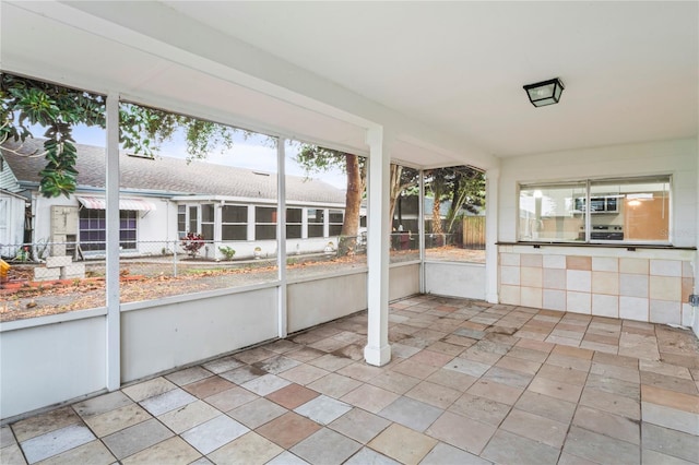 view of unfurnished sunroom