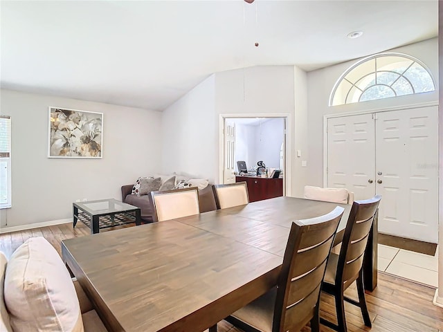 dining area with light hardwood / wood-style flooring