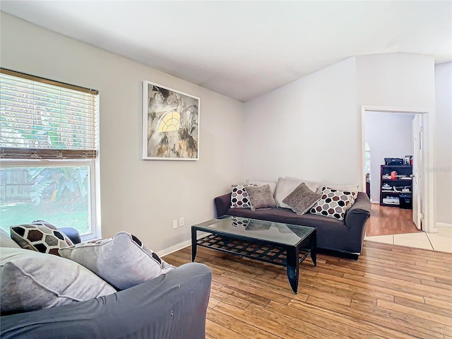 living room featuring light wood-type flooring