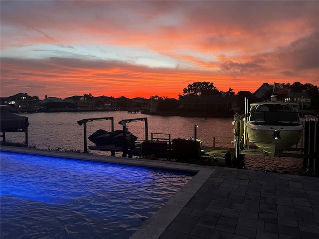 dock area featuring a water view