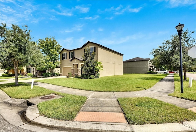 view of front of property with a front lawn