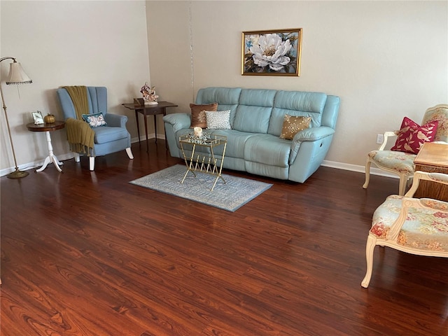 living room featuring dark hardwood / wood-style flooring