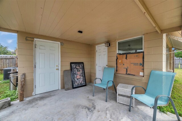 view of patio / terrace featuring central AC unit