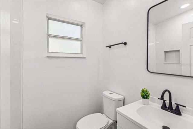 bathroom with toilet and vanity