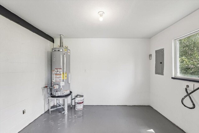 utility room with water heater and electric panel