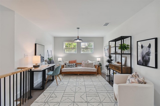 living room with light wood-type flooring