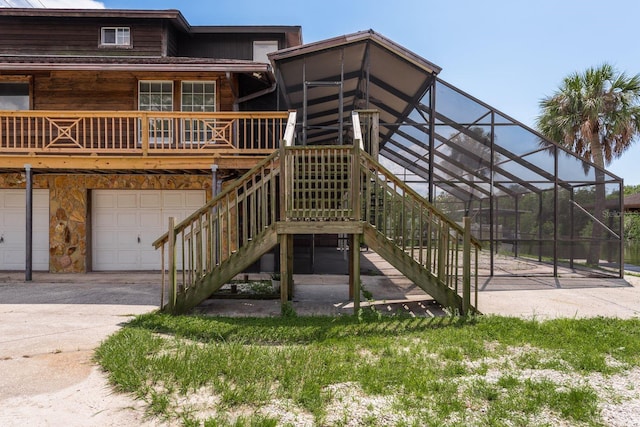 exterior space with a garage