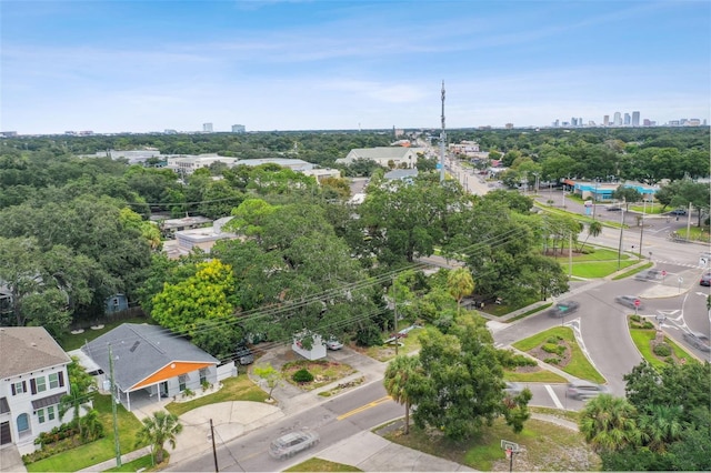 drone / aerial view with a city view