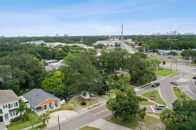 drone / aerial view with a city view