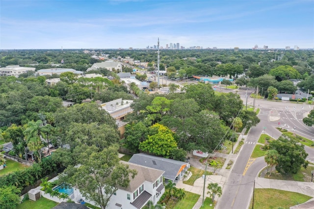 aerial view with a city view